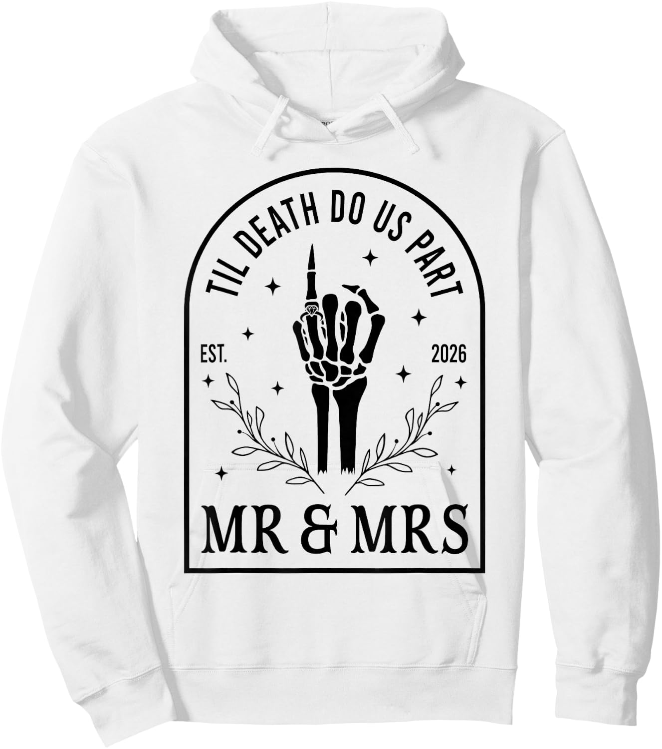 Mr & Mrs Til Death Do Us Part Est 2026 Gothic Halloween Hoodie - Hoodie | White