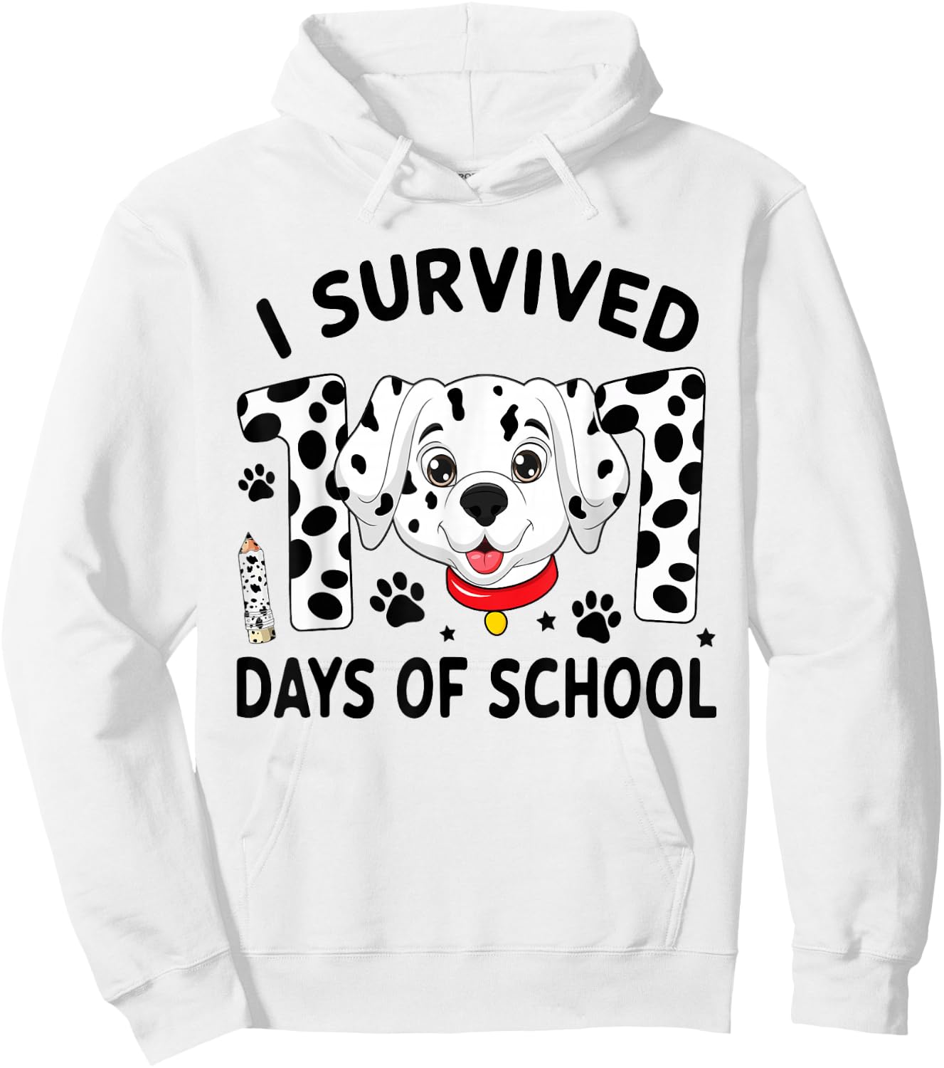 I Survived 100 Days Of School Dalmatian Dog Teacher Kids Hoodie - Hoodie | White