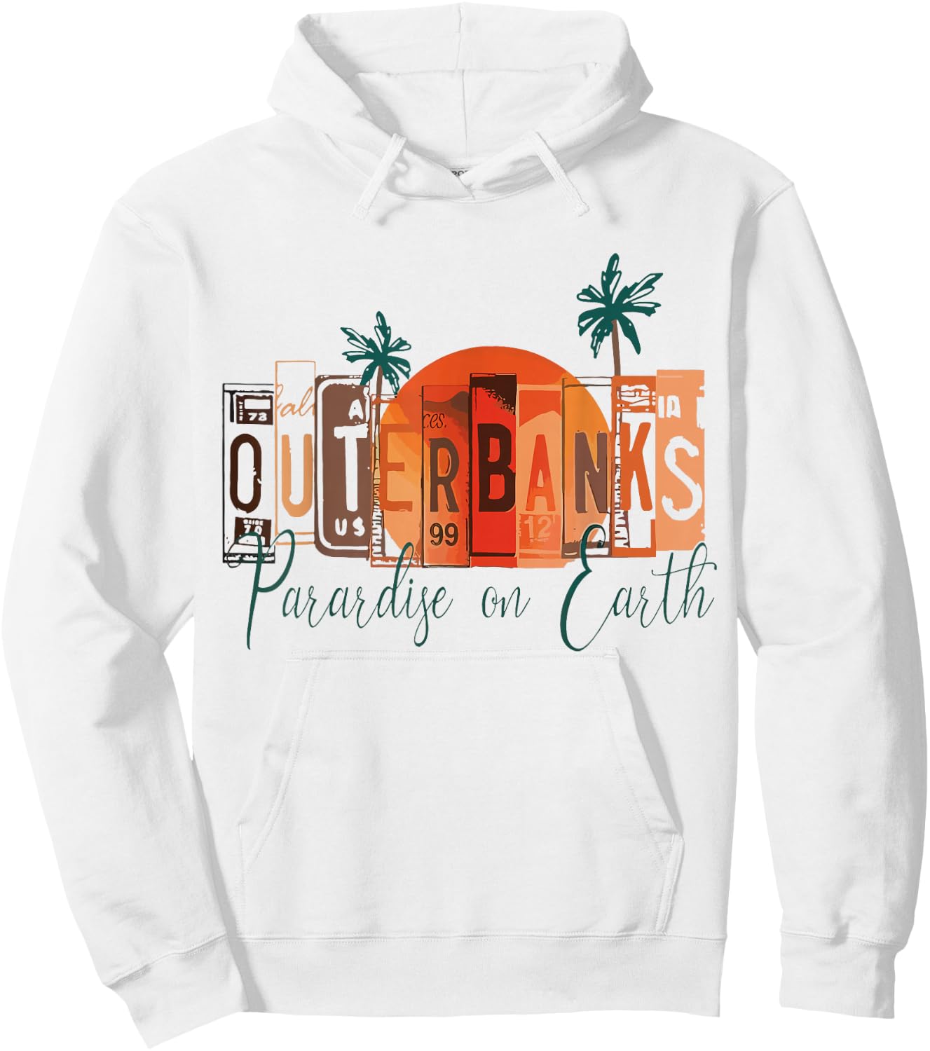 Outer Banks OBX North Carolina Summer Retro Preppy Throwback , White Hoodie - Hoodie | White