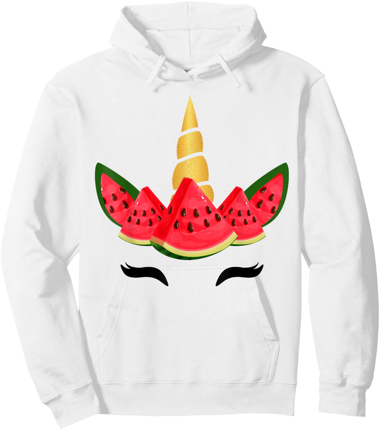 Cute Unicorn Face & Watermelon Slice Summer Vacation Kids Hoodie - Hoodie | White
