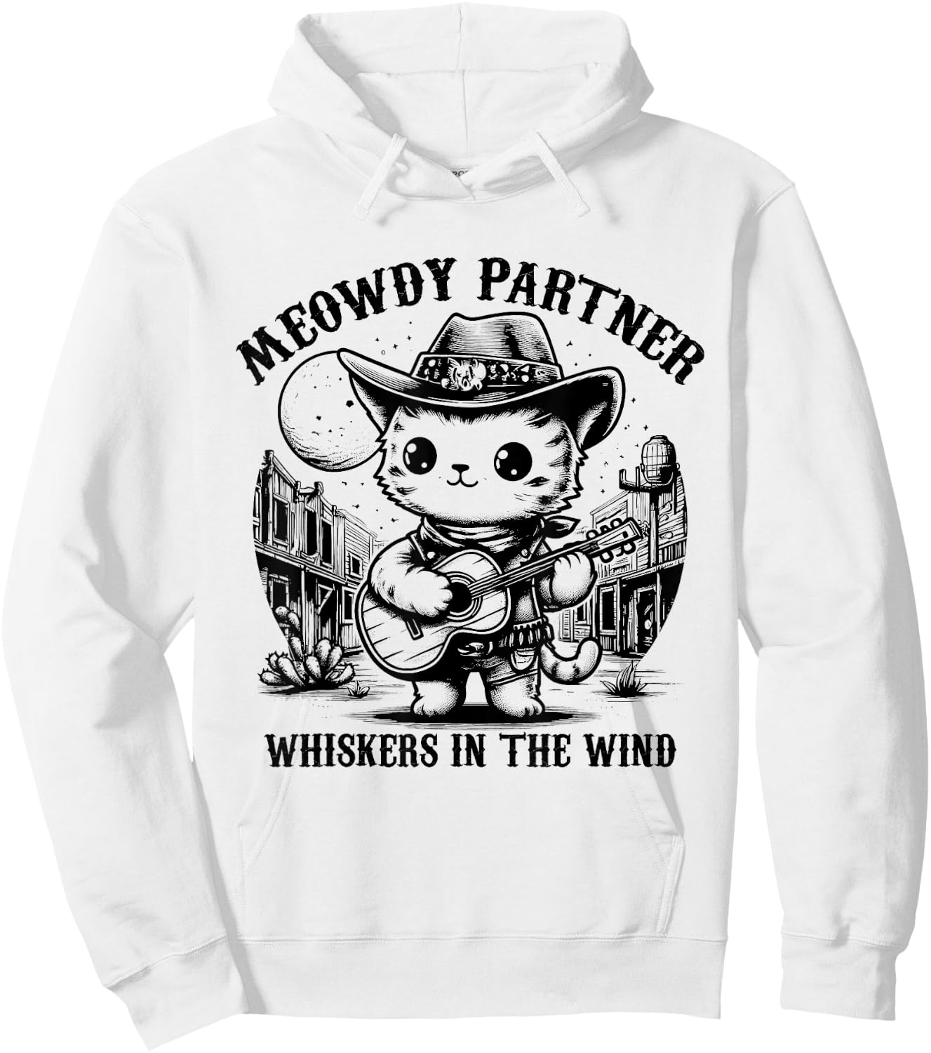 Meowdy! Partner Funny Country Music Cats Cowboy Hat Hoodie - Hoodie | White