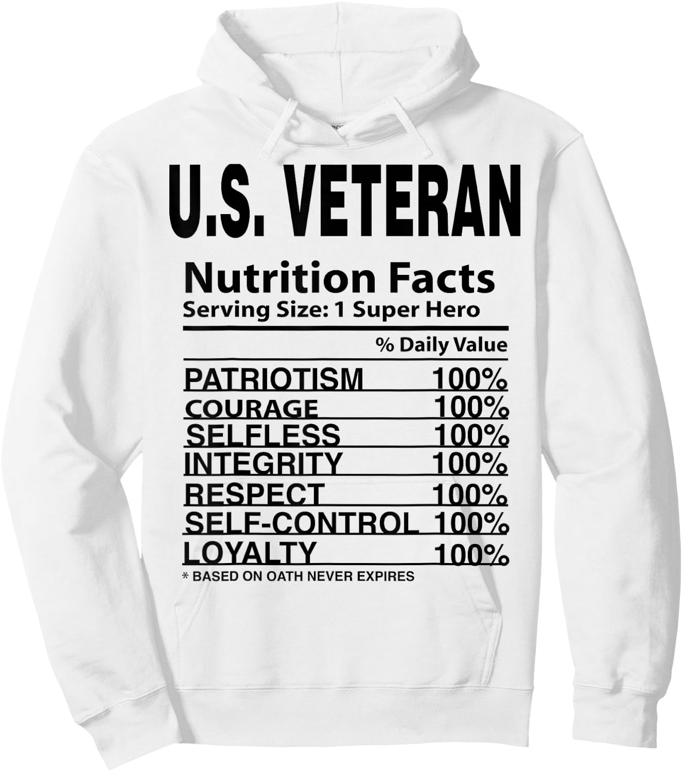 US Veteran Apparel & Women U.S. Vet Nutrition Facts Hoodie - Hoodie | White