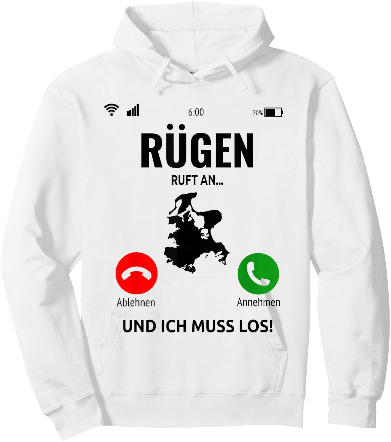 Rügen Ruft An Design Baltic Sea Island Holiday , White Hoodie - Hoodie | White