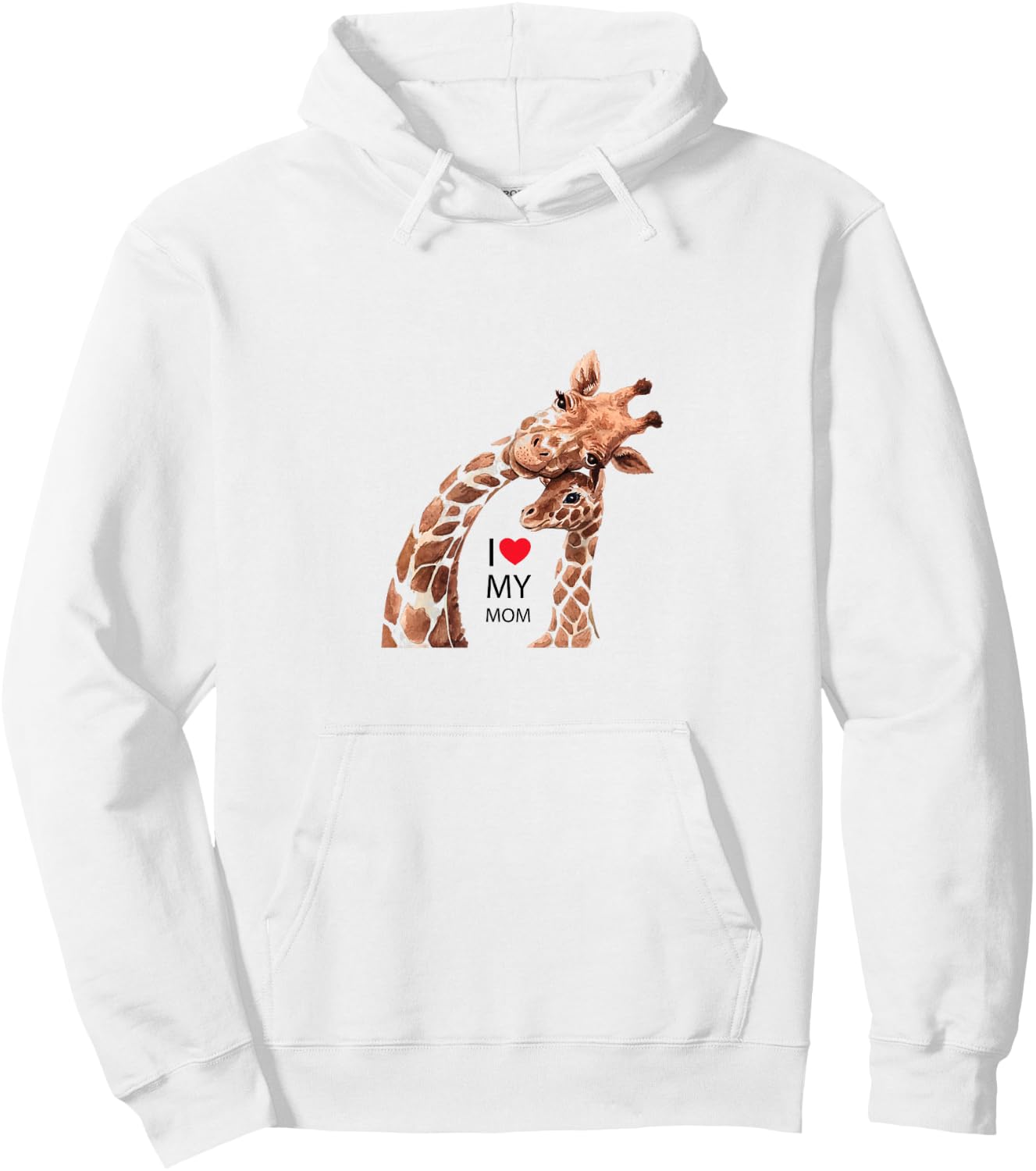 I love Mom, Giraffe mit Kind t shirt Mutter Mama Geschenk Hoodie - Hoodie | White
