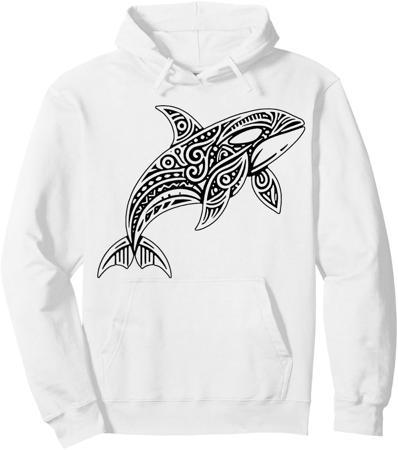 Tribal Orca Whale Hawaiian Maori Tattoo Ocean Art Design Hoodie - Hoodie | White