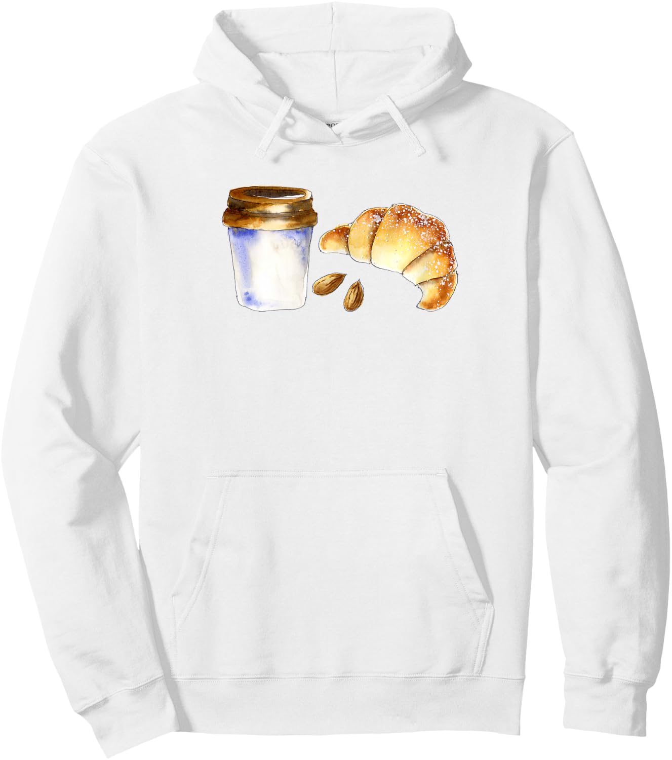 Croissant & Coffee Lover,Classic French Breakfast,Watercolor Hoodie - Hoodie | White
