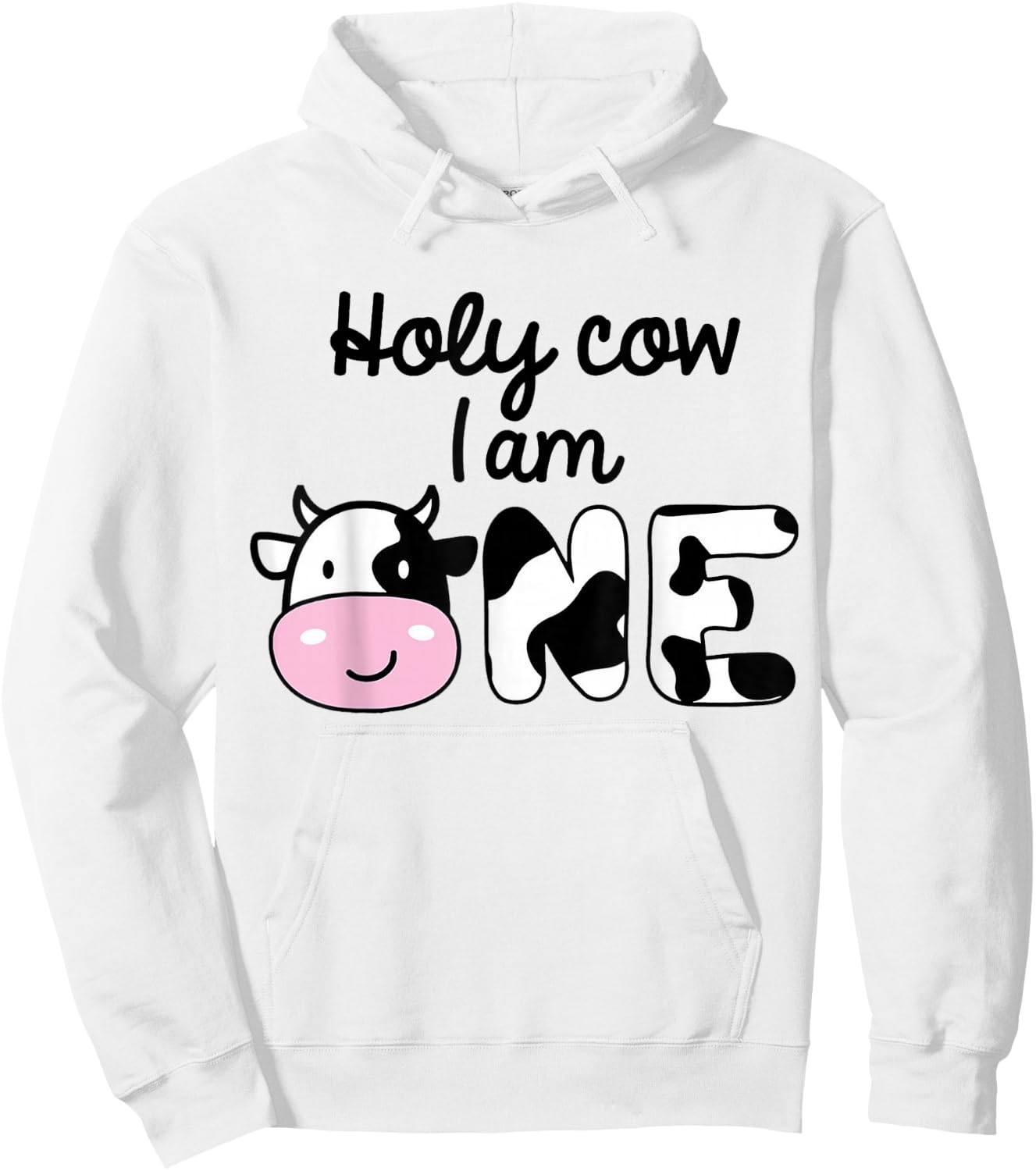 Kids 1st Birthday Holy Cow I Am One Toddler Boy Son Matching Hoodie - Hoodie | White
