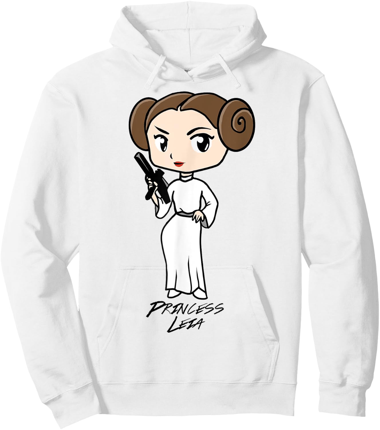 Star Wars Princess Leia Cartoon Portrait , white, S Hoodie - Hoodie | White