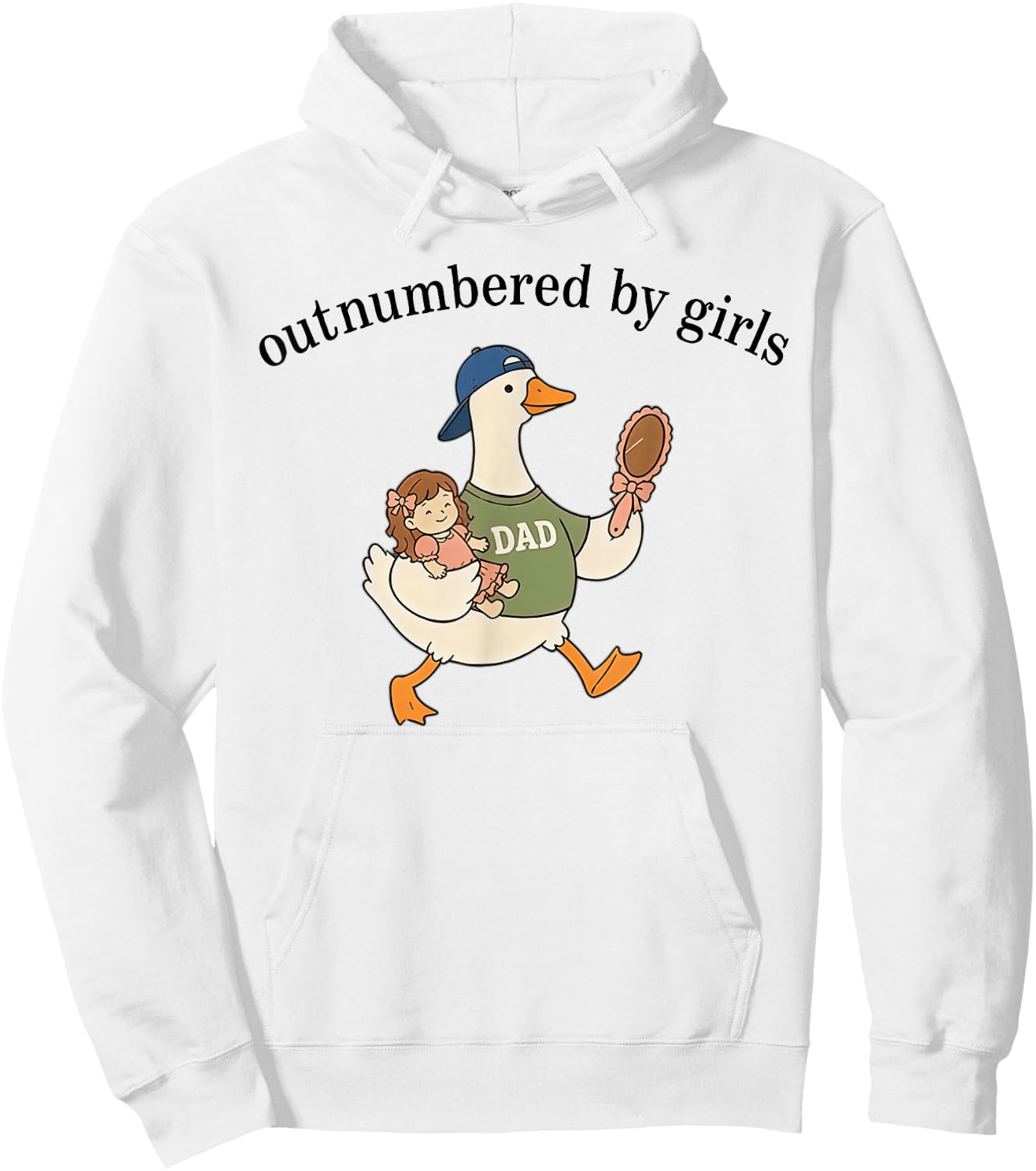 Outnumbered By Girls Goose Dad Father's Day Hoodie - Hoodie | White