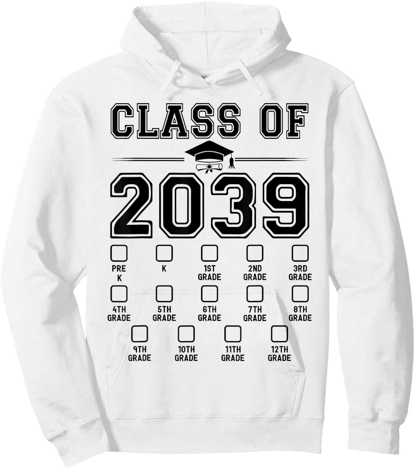 Class of 2039 Grow With Me Pre-K To 12th Grade Checklist Hoodie - Hoodie | White