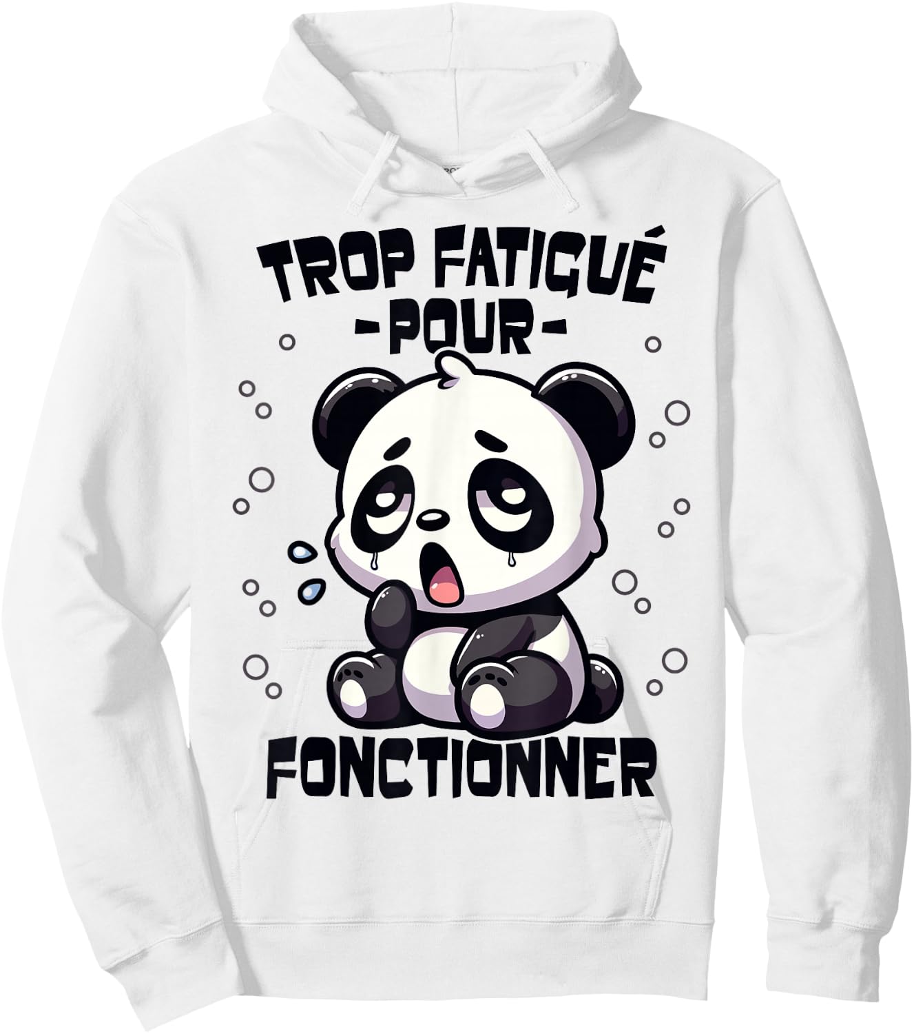 Panda Too Tired Funny Funny Flemme Panda Giant , white, S Hoodie - Hoodie | White