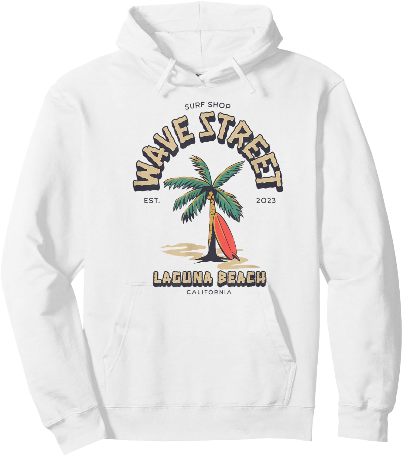 Wave Street Surf Shop Surfboard Logo Hoodie - Hoodie | White