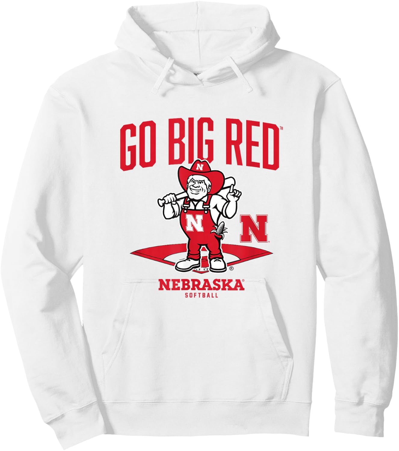 Nebraska Softball: Mascot Diamond Hoodie - Hoodie | White