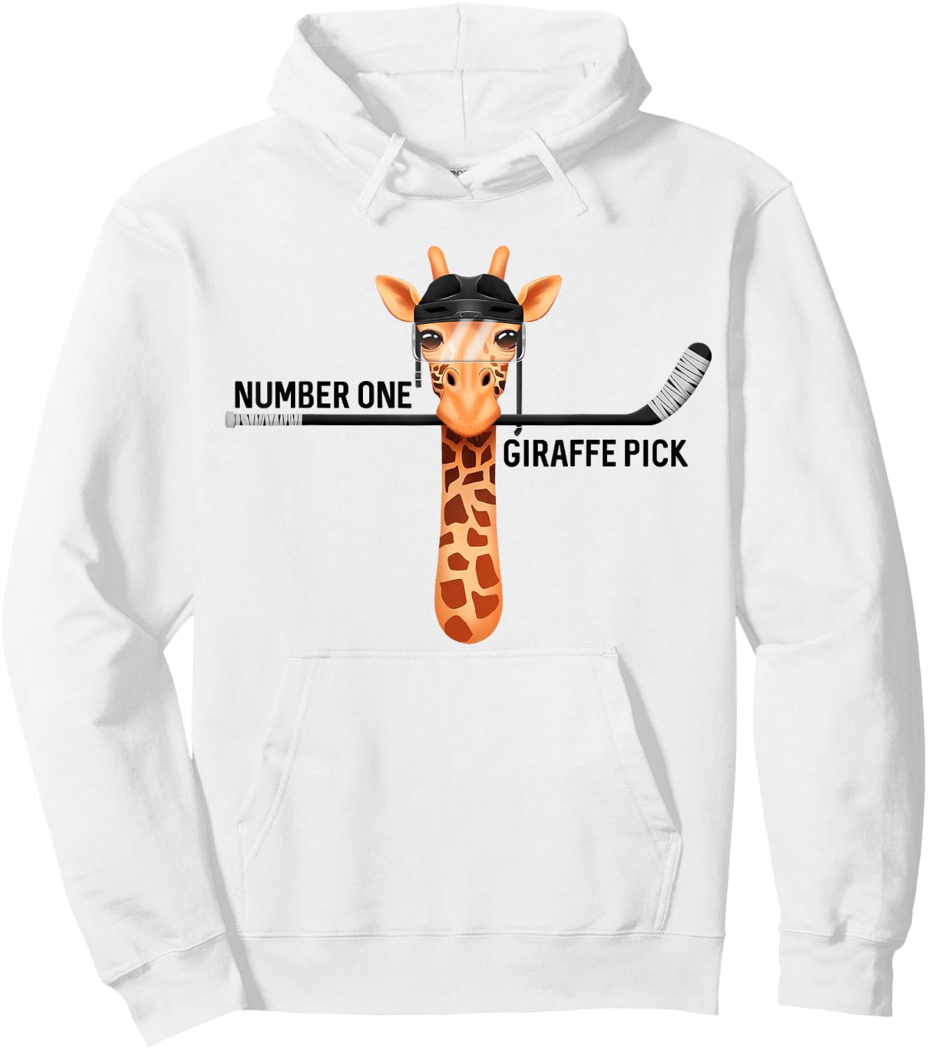 Number One Giraffe Pick Funny Hockey Giraffe Hoodie - Hoodie | White