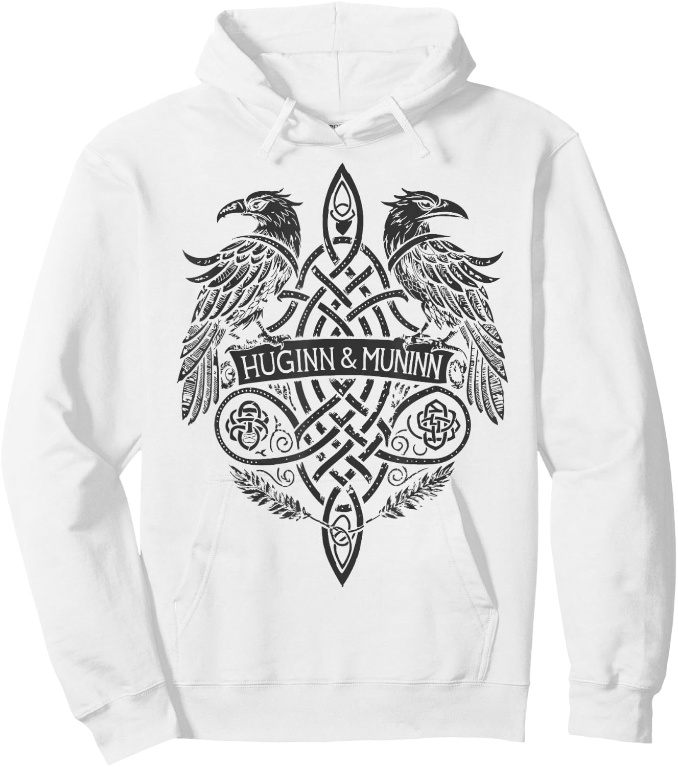 Viking Symbol – Huginn & Muninn Celtic Knotwork Hoodie - Hoodie | White