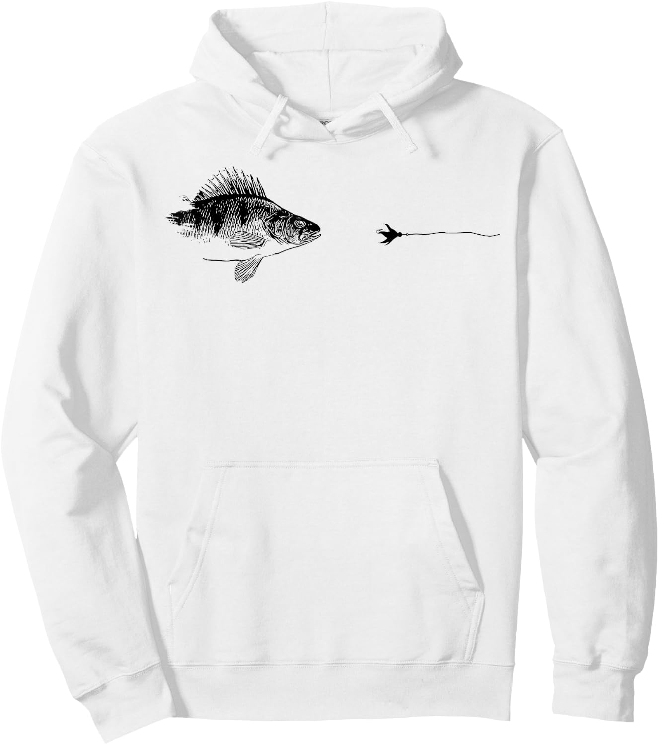 Graphic Fly Fishing Hook Line - Fish Yellow Perch , gray Hoodie - Hoodie | White