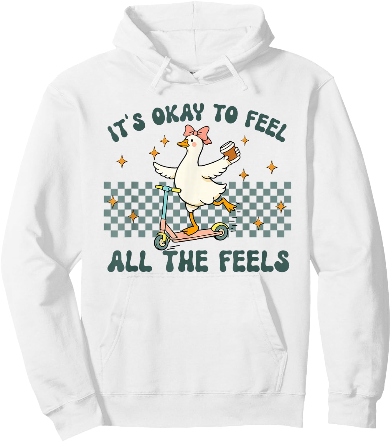 It's Okay to Feel All The Feels Mental Health Silly Goose Hoodie - Hoodie | White