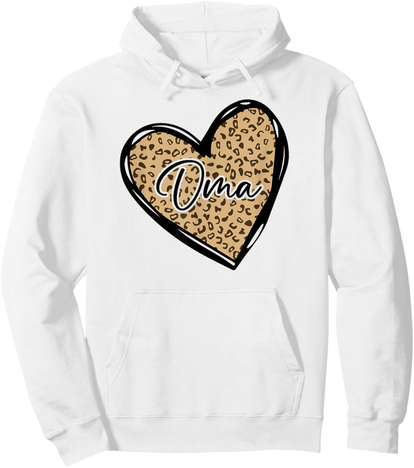 Oma Shirts Leopard Print Mom Cheetah Love Heart Hoodie - Hoodie | White