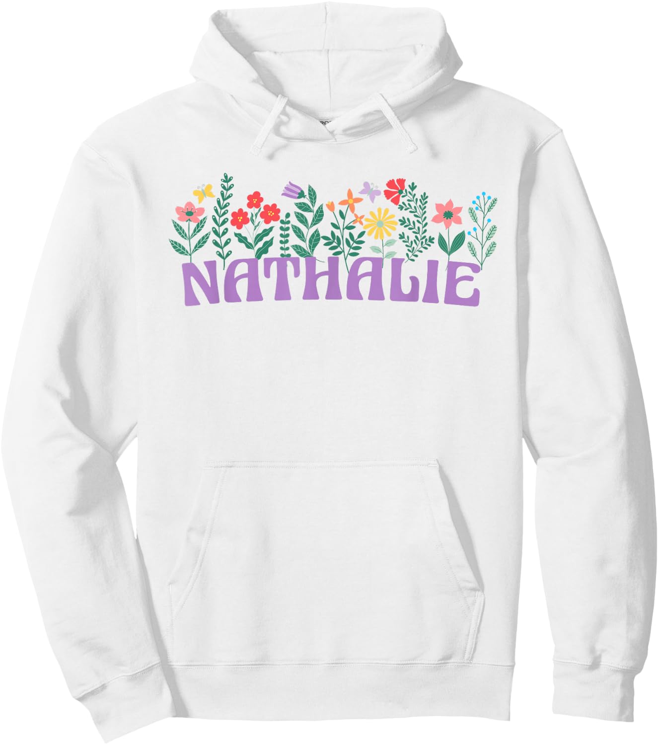 Wildflower Floral Nathalie Name Mother's Day Women's , white, S Hoodie - Hoodie | White
