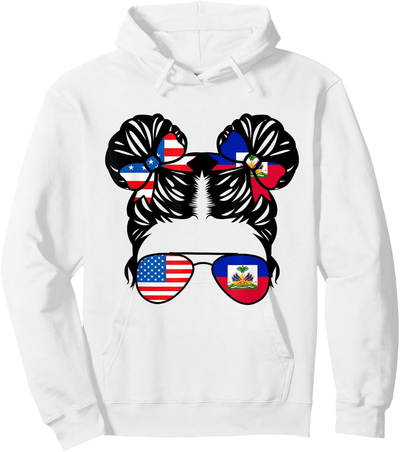 Half American Half Haitian Girl USA Haiti Flag Patriot Hoodie - Hoodie | White