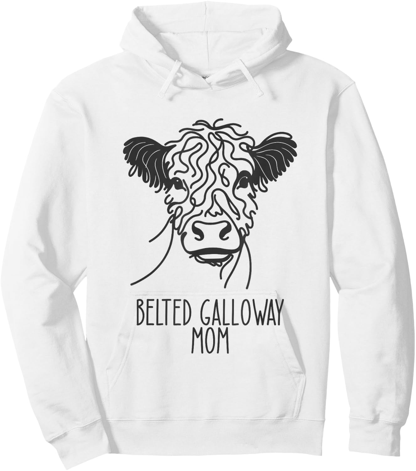 Line Art Best Cow Mom Women's Galloway with Belt Hoodie - Hoodie | White