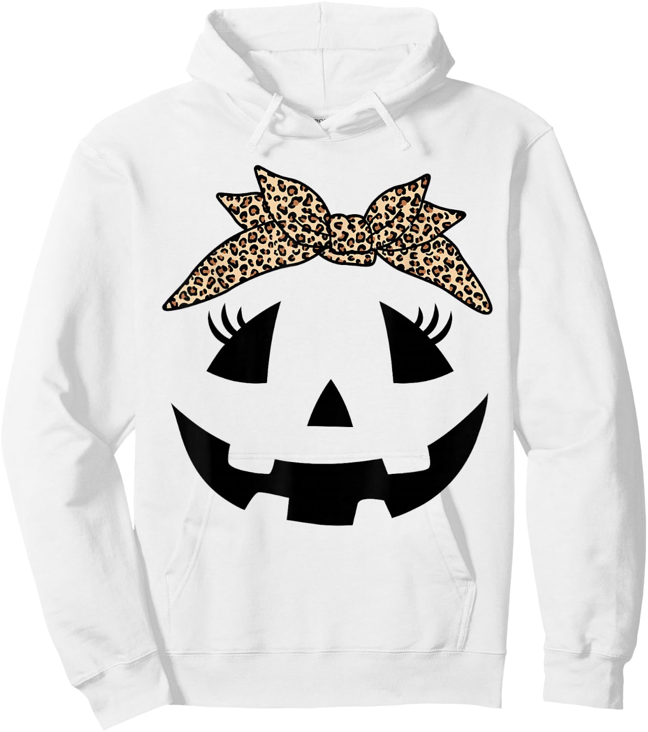 Jack O Lantern Pumpkin Leopard face for Girls Halloween Hoodie - Hoodie | White