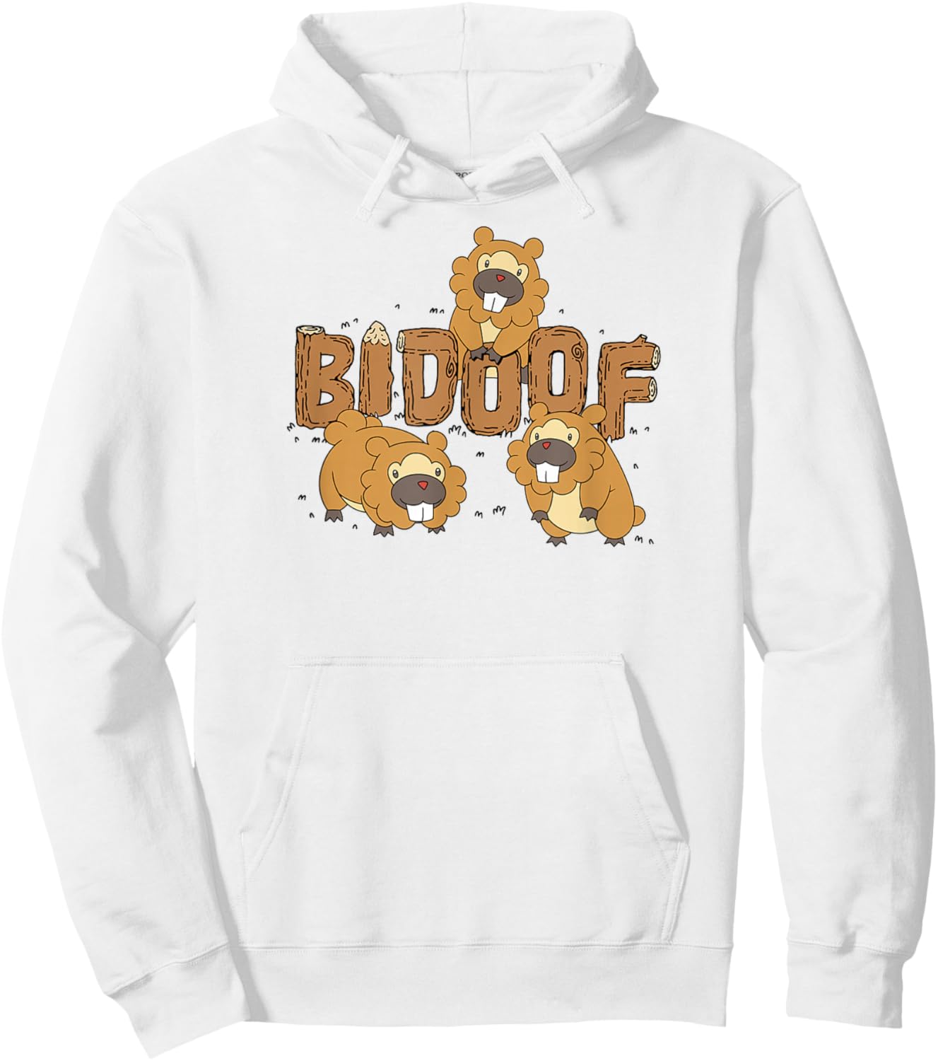 Pokémon - Bidoof Wood Normal Type Generation IV Sinnoh Hoodie - Hoodie | White