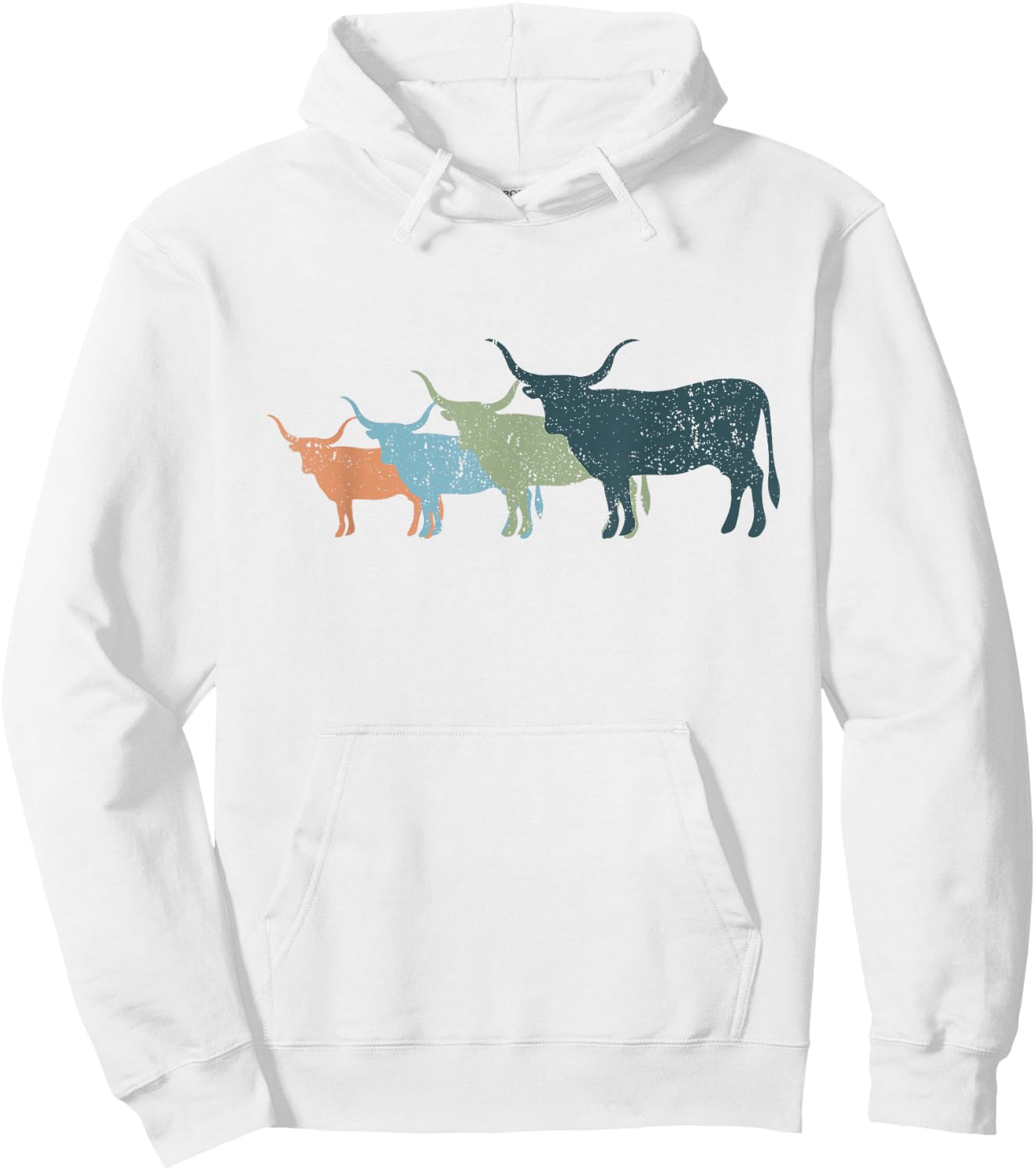 Cow Mom & Dad Silhouette - Cattle Vintage Texas Longhorn Hoodie - Hoodie | White