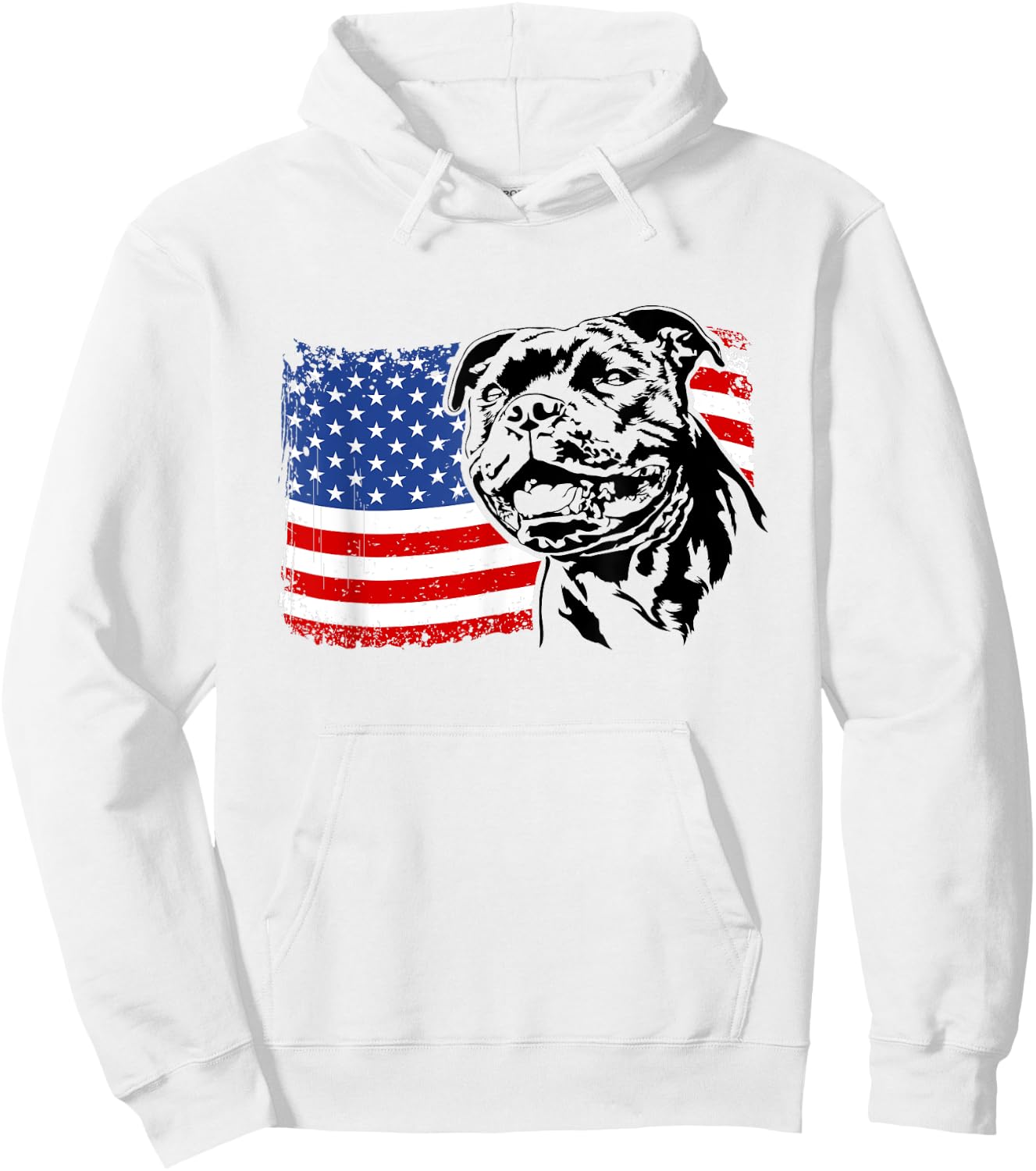 Proud Staffordshire Bull Terrier American Flag patriotic dog Men Women Hoodie - Hoodie | White