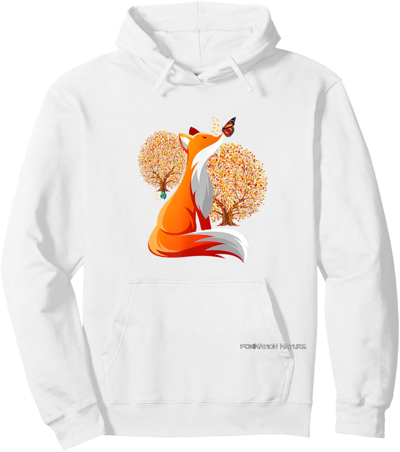 Foxination Nature, autumn with fox and butterflies Hoodie - Hoodie | White