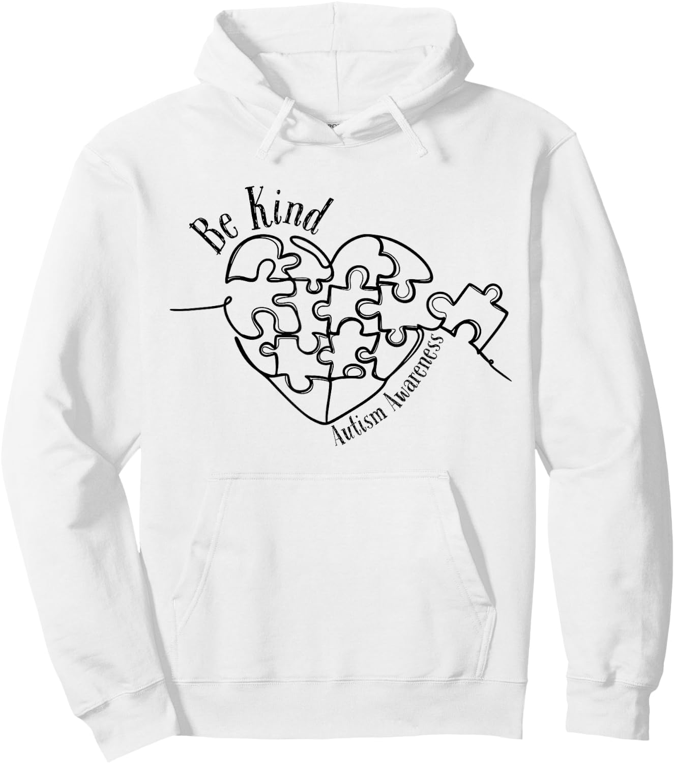 Autism Awareness Be Kind, Heart Puzzle Hoodie - Hoodie | White