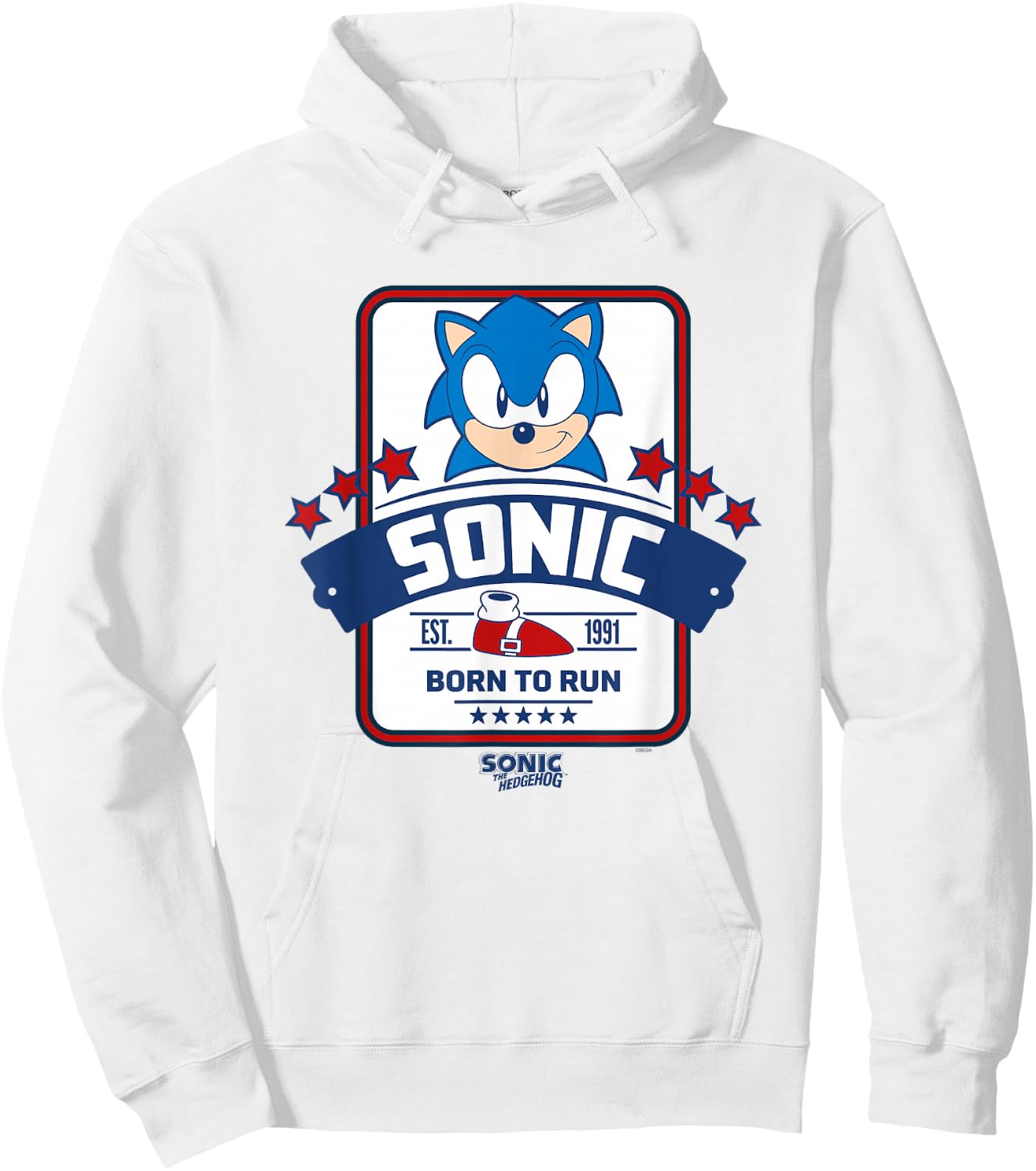 Sonic The Hedgehog Americana Born to Run Est. 1991 Retro Hoodie - Hoodie | White