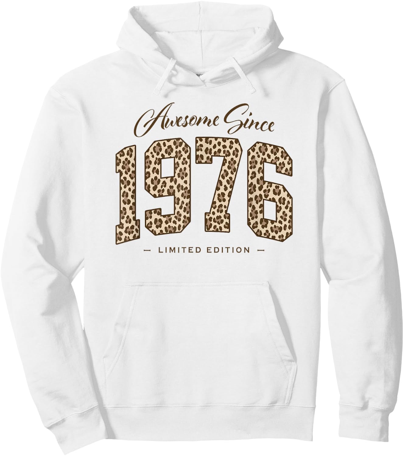 Awesome Since 1976 | Leopard Pattern 50th Birthday Girls Hoodie - Hoodie | White