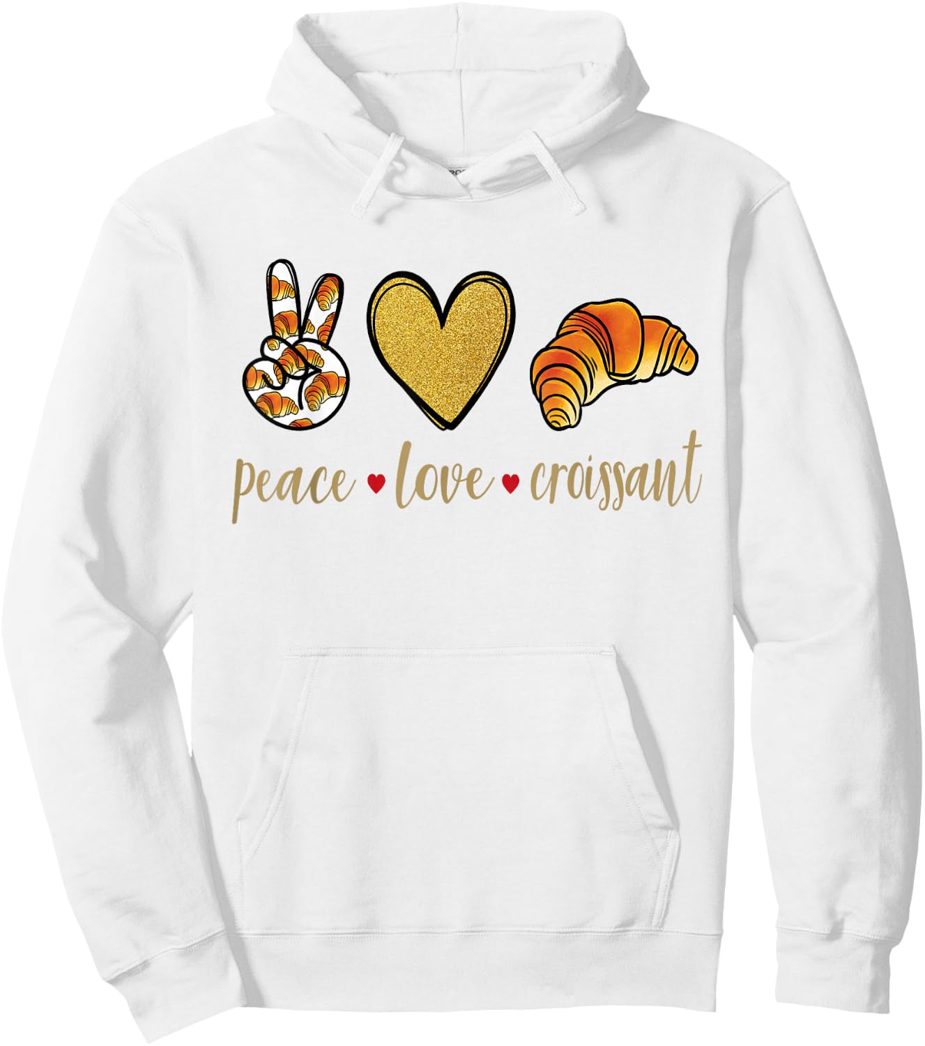 Peace Love Croissant - Französisch Bäckerei Croissant Hoodie - Hoodie | White