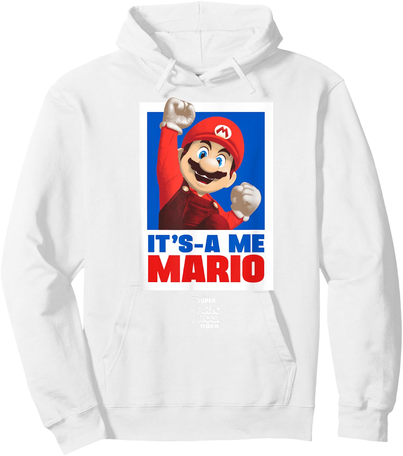The Super Mario Bros. Movie It's a-Me Mario Portrait , blue Hoodie - Hoodie | White
