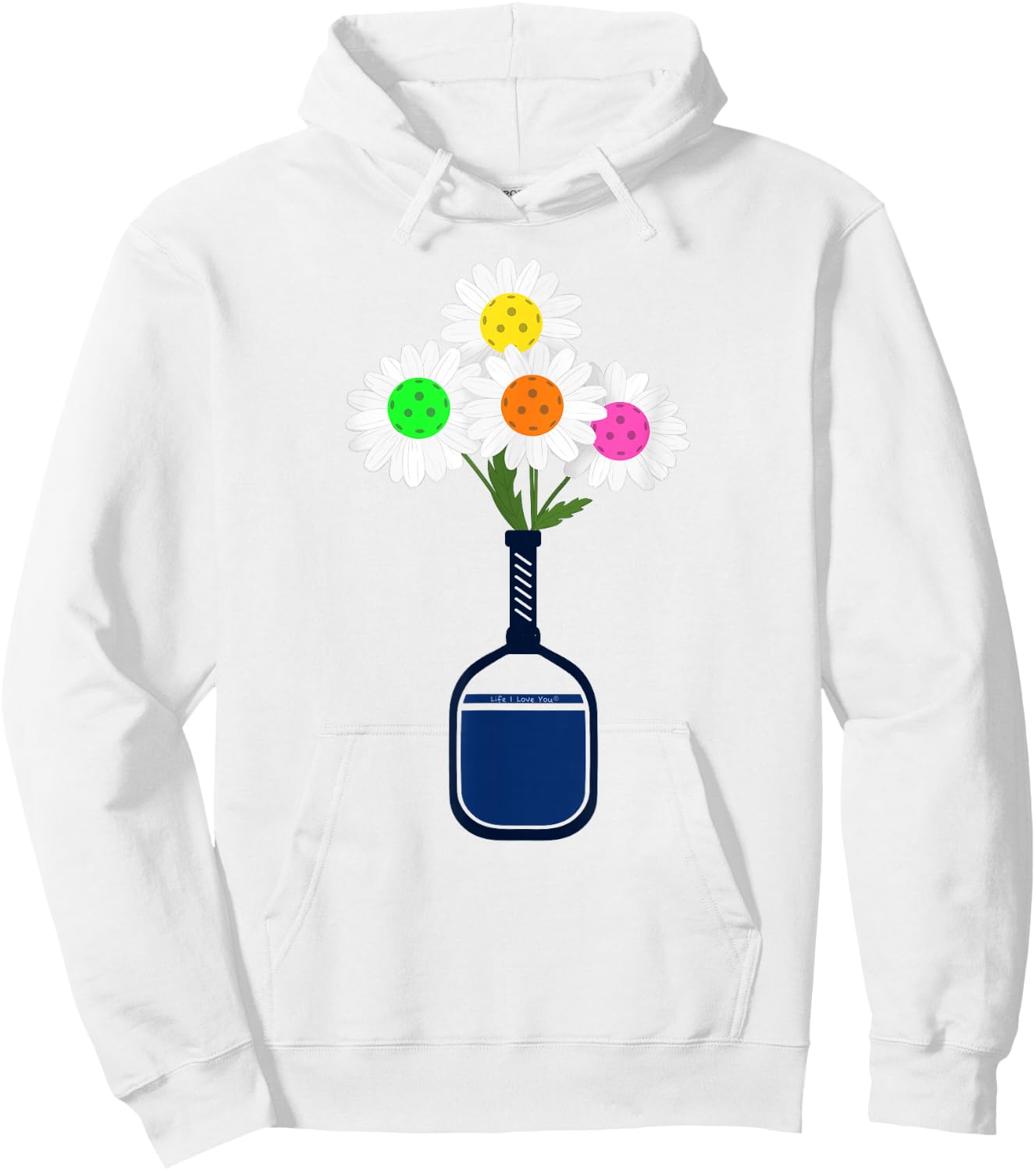 Pretty Pickleball Flowers in Paddle Vase - Pickleball Hoodie - Hoodie | White