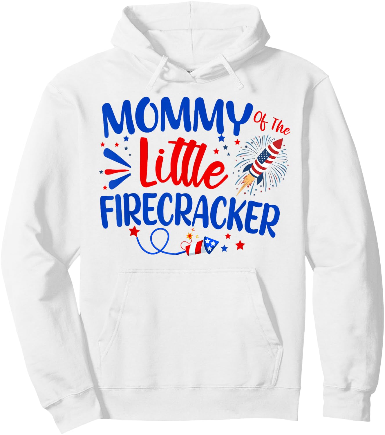 Mommy Of The Little Firecracker Family 4th of July Birthday Hoodie - Hoodie | White