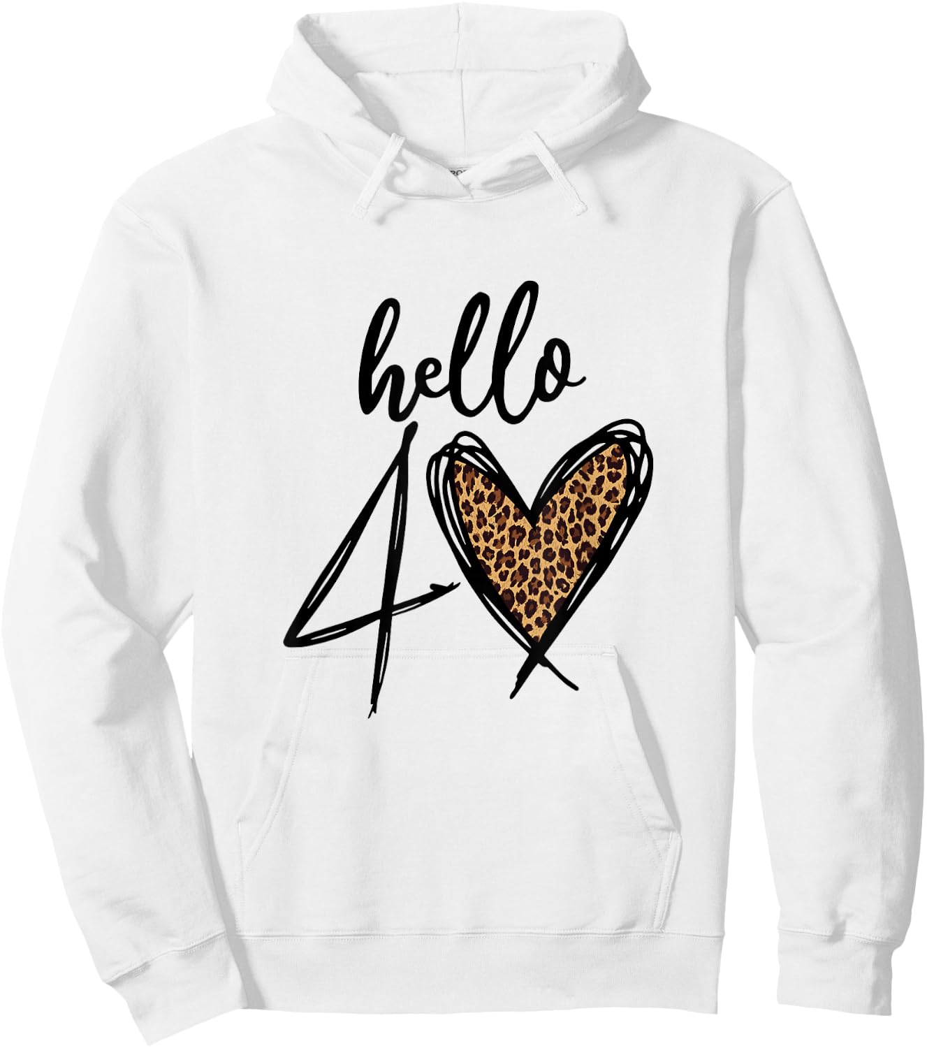 Hello 40 Years Leopard Heart 40th Birthday Party Women Gift , White Hoodie - Hoodie | White