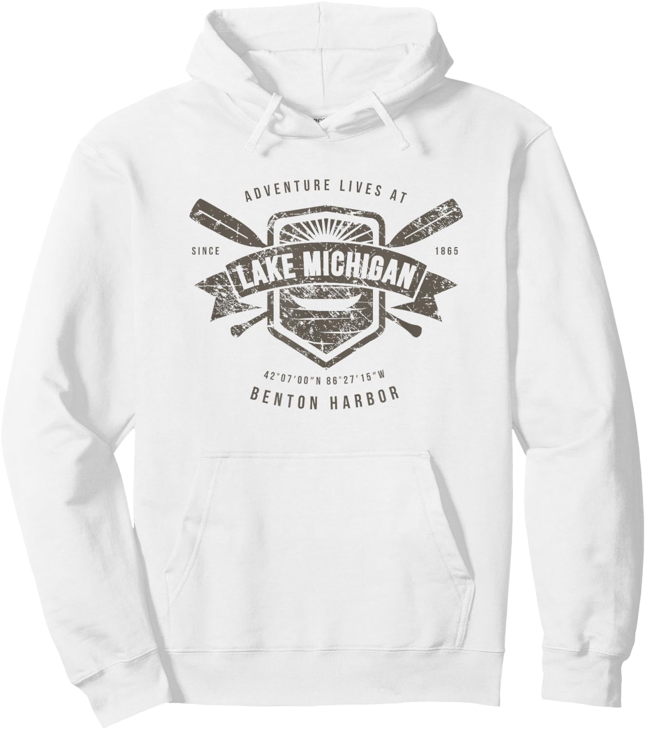Lake Michigan Benton Harbor Shirt, Fishing Boat Camping Gift Hoodie - Hoodie | White