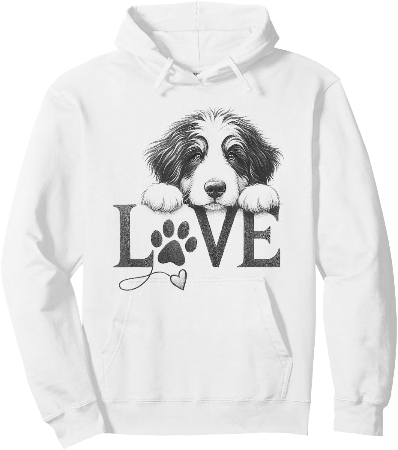 Bernedoodle Dog Love Paw Design Hoodie - Hoodie | White