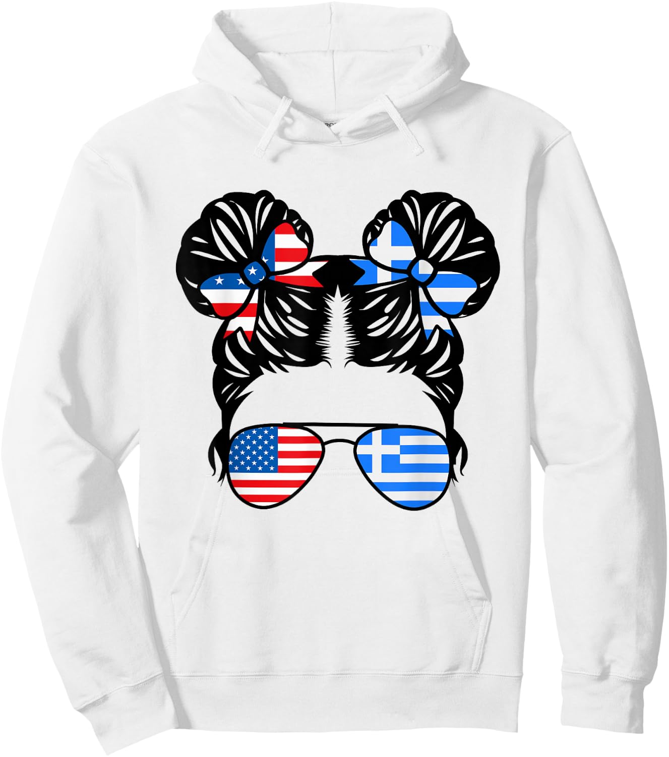 Half American Half Greek Girl USA Greece Flag Patriot Hoodie - Hoodie | White