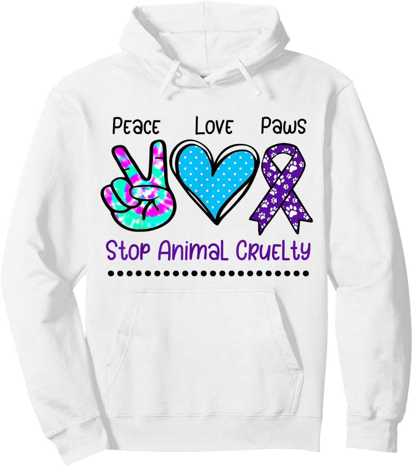 Animal cruelty abuse awareness support stop ribbon paw print Hoodie - Hoodie | White