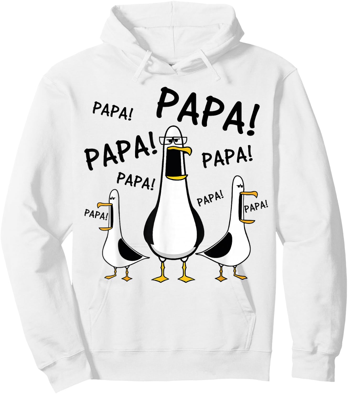 Papa Seagull Funny Dad Bird Humor Father Life Hoodie - Hoodie | White