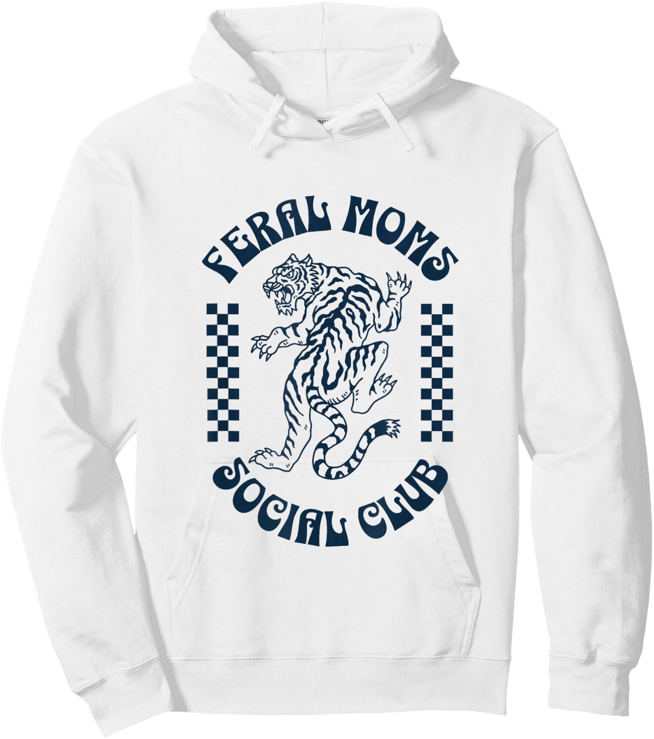 Feral Moms Social Club - Retro Cute Tiger Mayhem Hoodie - Hoodie | White