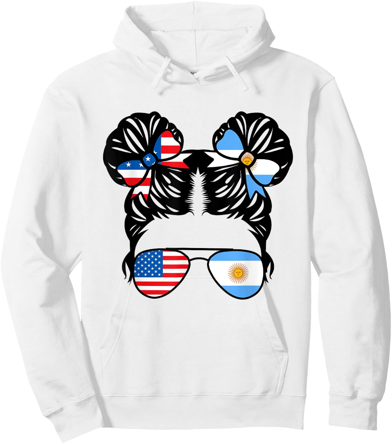 Half American Argentinian Girl USA Argentina Flag Patriot Hoodie - Hoodie | White