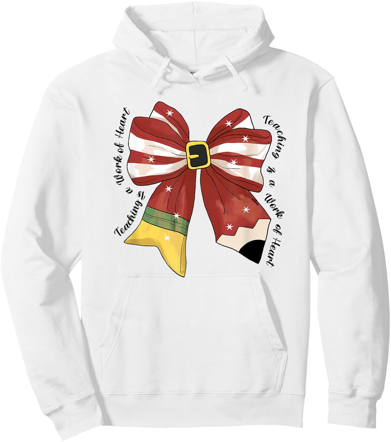 Christmas Coquette Bow Pencil Teaching Is A Work Of Heart Hoodie - Hoodie | White