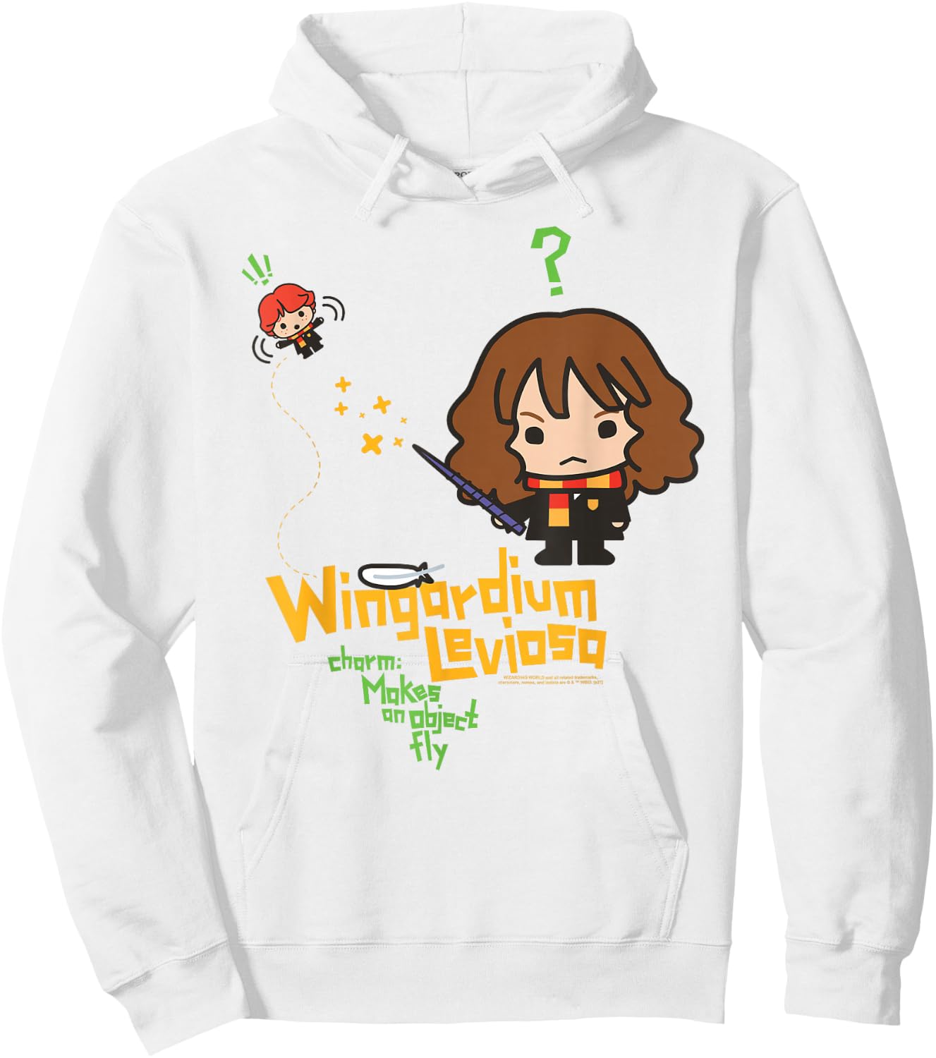 Harry Potter Wingardium Leviosa Hermione Ron Hoodie - Hoodie | White