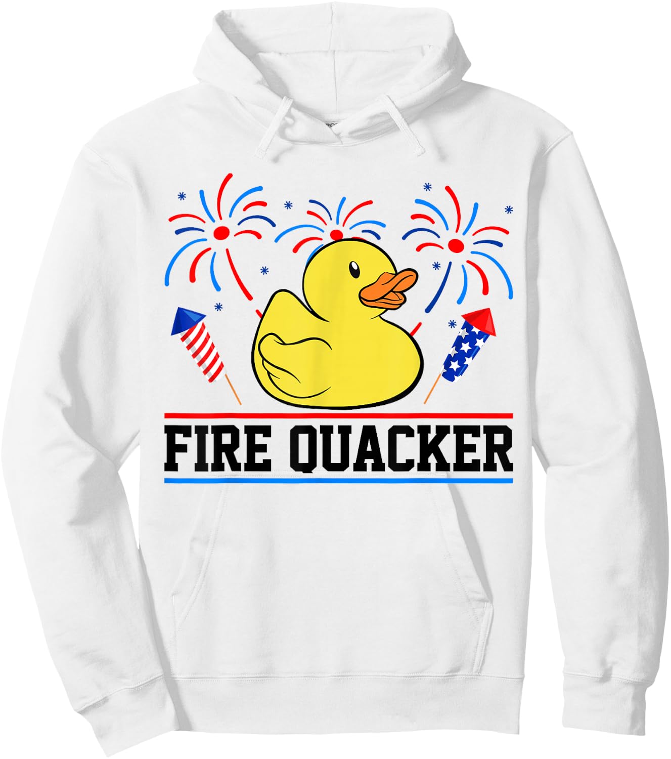 Fire Funny Quacker Rubber Duck 4th Of July Firework Family Hoodie - Hoodie | White