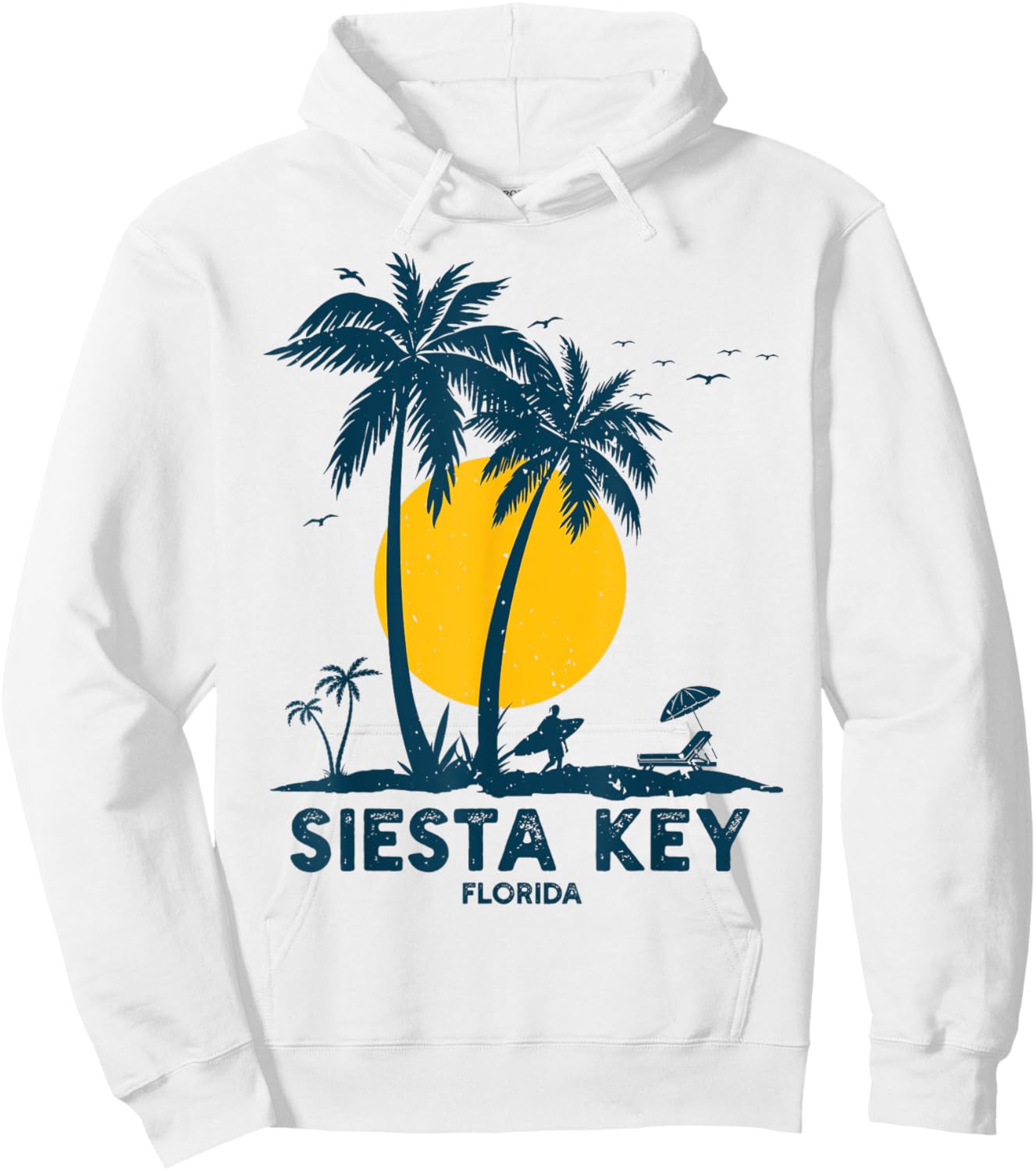 Siesta Key Beach Florida Vintage 70s Palm Trees Beach Men Women Kids Hoodie - Hoodie | White