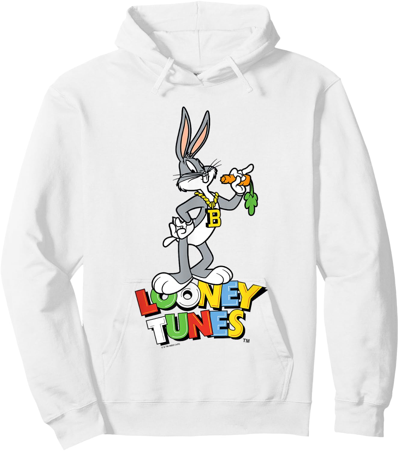 Looney Tunes Bugs Bunny With Bling Collar Portrait Hoodie - Hoodie | White